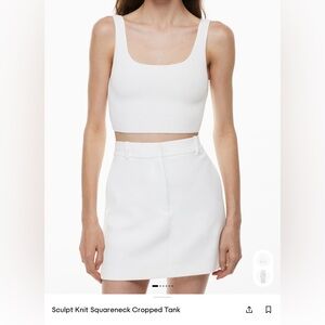 Aritzia Babaton White Sculpt Knit Crop Top